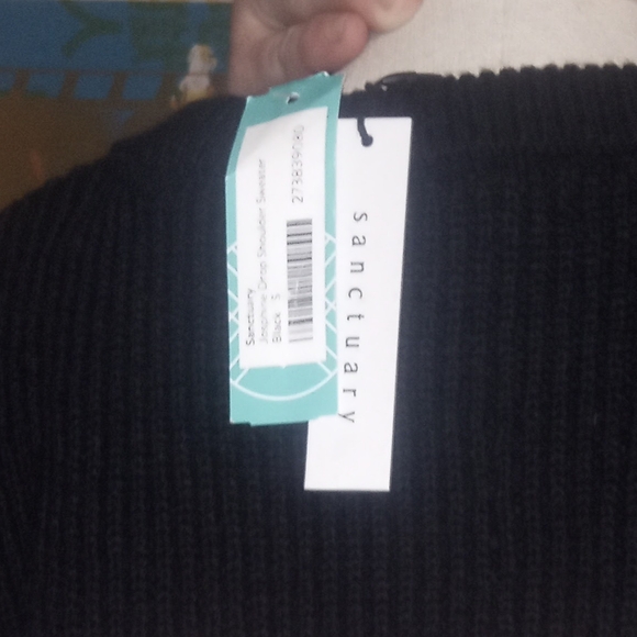 NWT sanctuary striped pink and black sweater pullover knit - Picture 3 of 3